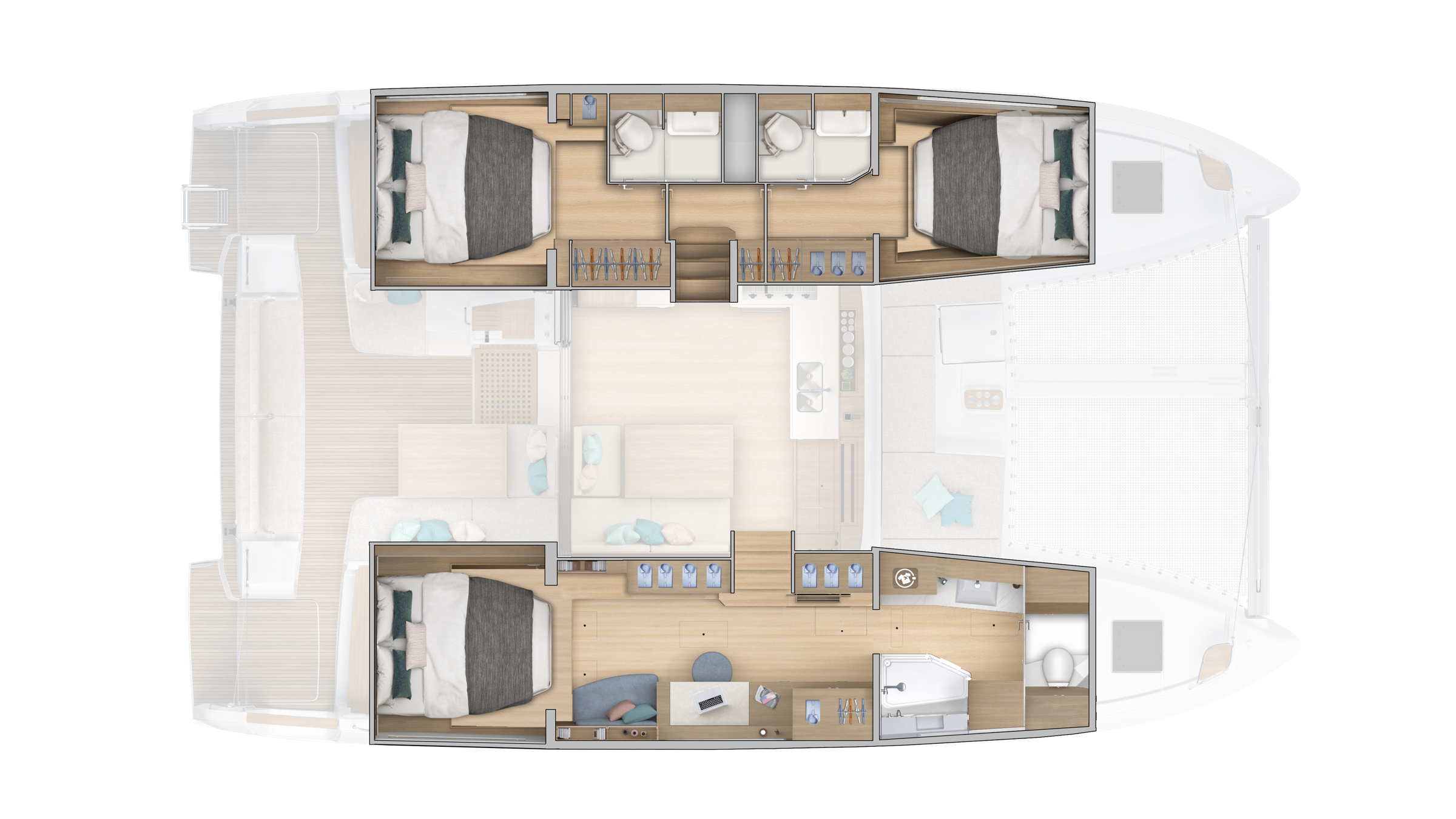 LAYOUT: 3 CABINS 3 HEADS