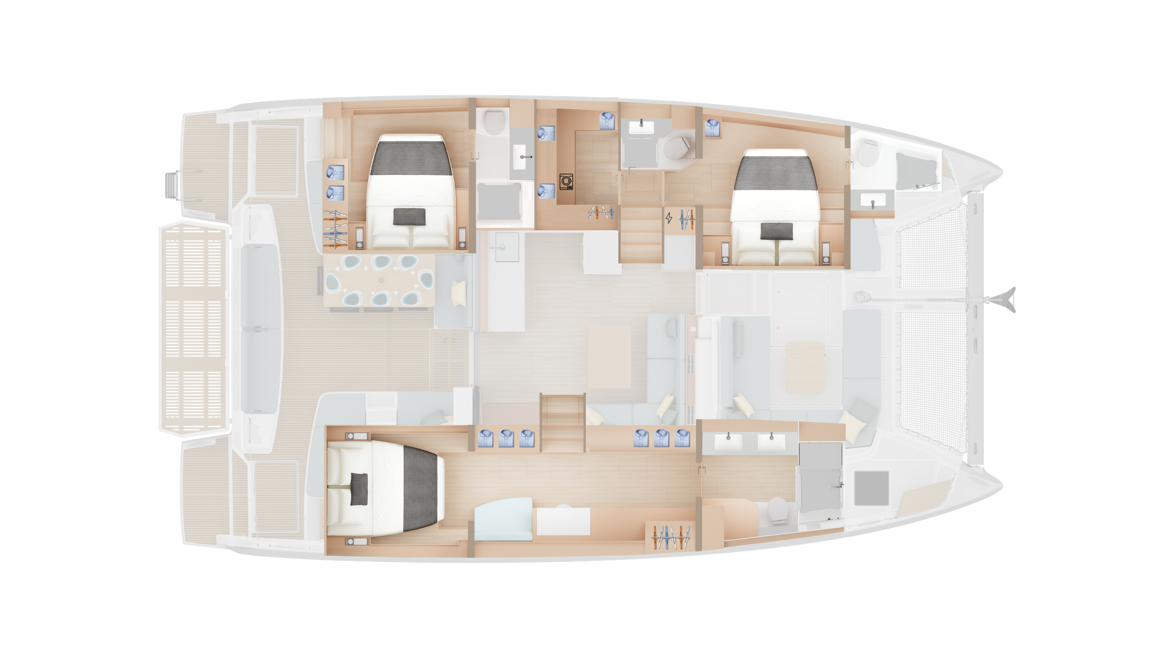 LAYOUT: 3 CABINS 3 HEADS